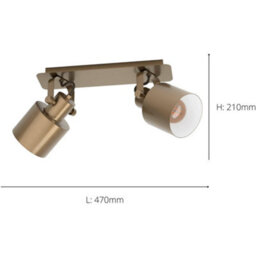 Loops Contemporary Brushed Creme-Gold And White Double Ceiling Spotlight - 21Cm E27 For Indoor Spaces - thumbnail 4