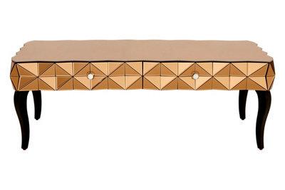 Orsina Modern Copper Coffee Table, Spacious Decorative Table With 3D Drawers, Rectangular Coffee Table For Bedrooms - image 1