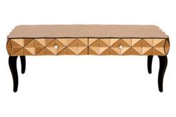 Orsina Modern Copper Coffee Table, Spacious Decorative Table With 3D Drawers, Rectangular Coffee Table For Bedrooms - thumbnail 1