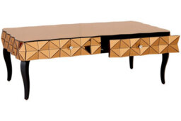 Orsina Modern Copper Coffee Table, Spacious Decorative Table With 3D Drawers, Rectangular Coffee Table For Bedrooms - thumbnail 4