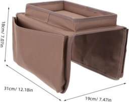 Washable Oxford Sofa Armrest Storage Organizer Tray Cup Holder Magazine Rack Remote Control Phone Drinks Snacks Brown - thumbnail 3