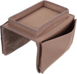 Washable Oxford Sofa Armrest Storage Organizer Tray Cup Holder Magazine Rack Remote Control Phone Drinks Snacks Brown - thumbnail 1