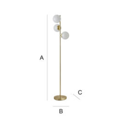 Valuelights Jas Gold 3 Way Floor Lamp With White Confetti Glass Globe Shades - thumbnail 8