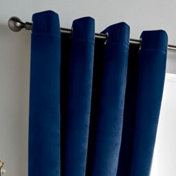 Luxury Living Velvet Thermal Blackout Eyelet Curtains Ready Made Pair Navy - thumbnail 6