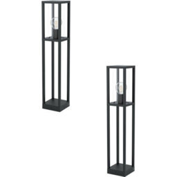 2 Pack Of Modern Ip44 Outdoor Bollard Lights - Black Cast Aluminium 40W E27 Tall Posts - thumbnail 1