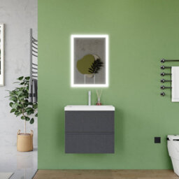 AVER-GROWTH 600mm Wall Hung Bathroom Vanity Unit With Basin Matt Grey Sink Unit Bathroom Storage Cabinet Set - thumbnail 3