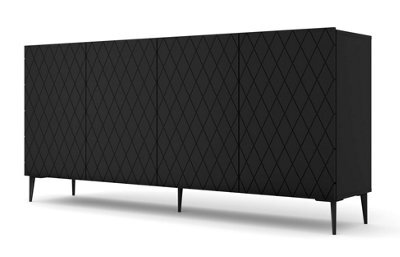 Arte Modern Diune Large Tv Cabinet In Black Matt And Black Legs 1930mm - image 1