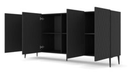 Arte Modern Diune Large Tv Cabinet In Black Matt And Black Legs 1930mm - thumbnail 2