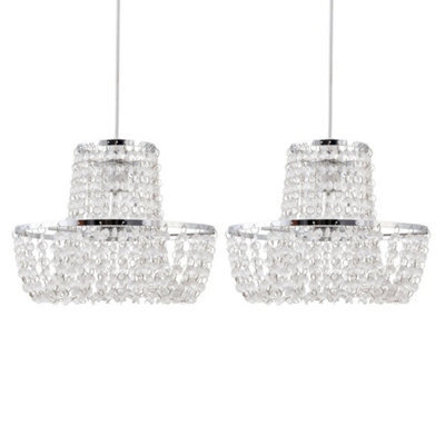 Set Of 2 Chandelier Style Easy Fit Ceiling Light Shade Modern Pendant Shades - image 1