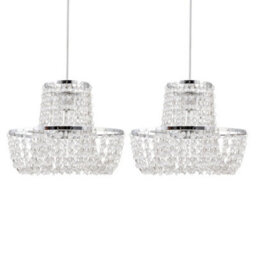 Set Of 2 Chandelier Style Easy Fit Ceiling Light Shade Modern Pendant Shades - thumbnail 1