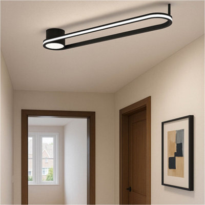 Loops Sleek Black Led Ceiling Light - Modern Semi-Flush Fixture For Indoor Spaces - image 1