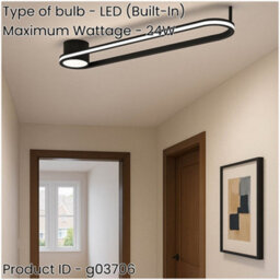 Loops Sleek Black Led Ceiling Light - Modern Semi-Flush Fixture For Indoor Spaces - thumbnail 2