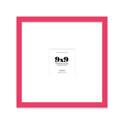 "9X9"" Bright Pink Picture Frame - 9X9"" Square Frame With 5X5"" Mount For 9X9""/5X5"" Pictures Art Deco Style Room Decor, 1 Pack" - image 1