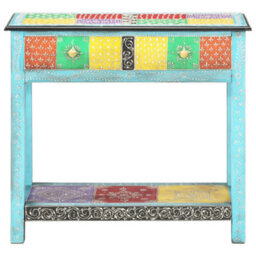 Berkfield Hand Painted Console Table 80X35X75 Cm Solid Mango Wood - thumbnail 3