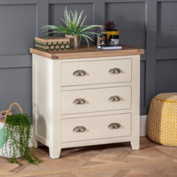 The Furniture Market Cheshire Cream Painted 3 Drawer Compact Chest Of Drawers - thumbnail 2