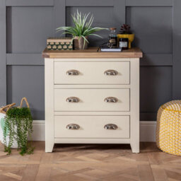 The Furniture Market Cheshire Cream Painted 3 Drawer Compact Chest Of Drawers