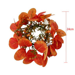 Amorly 3Pcs 24Cm Artificial Fall Eucalyptus Wreath Faux Orange Red Eucalyptus Berry Wreath For Front Door Autumn Harvest Decor - thumbnail 7