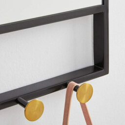 Aspect Furniture Entryway Mirror With Five Hooks,black Metal Mirror( 52(W)X60(H)X7(D) Cm) - thumbnail 2