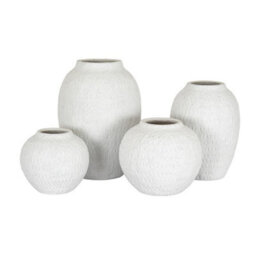Hill Interiors Ashen Large Tall Vase - Ceramic - L24 X W24 X H35 Cm - White - thumbnail 3