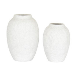 Hill Interiors Ashen Large Tall Vase - Ceramic - L24 X W24 X H35 Cm - White - thumbnail 2