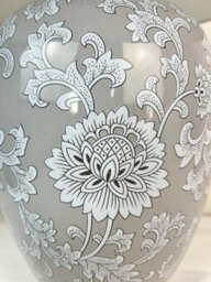 Downton Interiors Grey Floral Ceramic Table Lamp With Pleated Shade - thumbnail 4