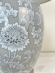 Downton Interiors Grey Floral Ceramic Table Lamp With Pleated Shade - thumbnail 5
