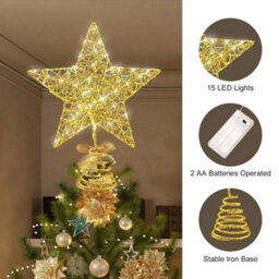 Glittering Star Tree Topper With Led Lights   Christmas Decoration - thumbnail 6