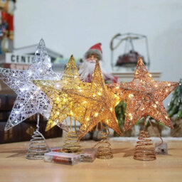 Glittering Star Tree Topper With Led Lights   Christmas Decoration - thumbnail 4