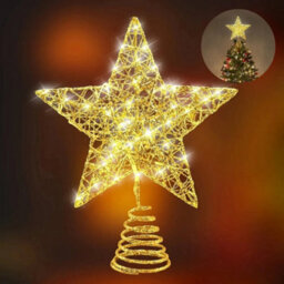 Glittering Star Tree Topper With Led Lights   Christmas Decoration