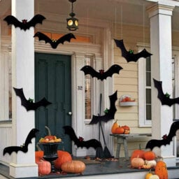 12Pcs Halloween Hanging Bats Hanging Flying Glowing Eyes Bat Outdoor Decor - thumbnail 1
