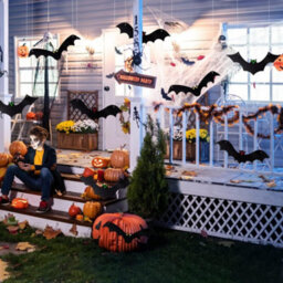 12Pcs Halloween Hanging Bats Hanging Flying Glowing Eyes Bat Outdoor Decor - thumbnail 6