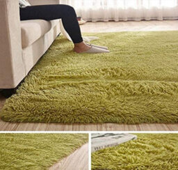 Abaseen 160X230 Cm Green Comfort Soft Fluffy Shaggy Bedroom Rugs For Living Room Carpet And Décor Home Anti Slip Area Rugs - thumbnail 1