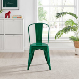 Furniturebox Set Of 2 Green Colton Tolix Style Stackable Industrial Metal Dining Chair - thumbnail 4