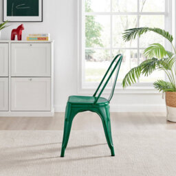 Furniturebox Set Of 2 Green Colton Tolix Style Stackable Industrial Metal Dining Chair - thumbnail 5