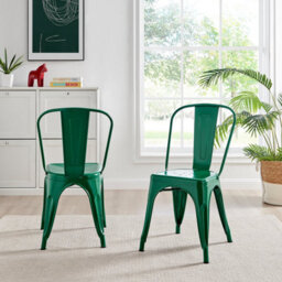Furniturebox Set Of 2 Green Colton Tolix Style Stackable Industrial Metal Dining Chair - thumbnail 3