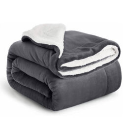 480 Gsm Luxury Heavy Sherpa Blanket Warm Faux Fur - thumbnail 1