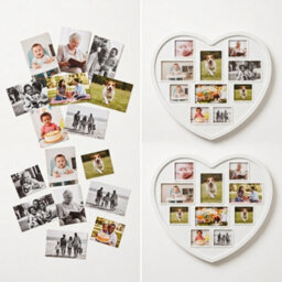 Heart Shape Family Photo Frame White Plastic Multi Aperture Collage Picture Frame For 10 Photos, Wall Hanging Home Décor - thumbnail 3