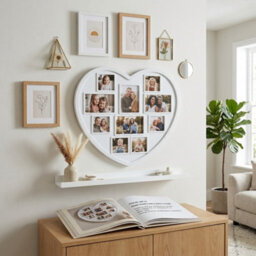 Heart Shape Family Photo Frame White Plastic Multi Aperture Collage Picture Frame For 10 Photos, Wall Hanging Home Décor - thumbnail 5