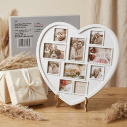 Heart Shape Family Photo Frame White Plastic Multi Aperture Collage Picture Frame For 10 Photos, Wall Hanging Home Décor - thumbnail 7