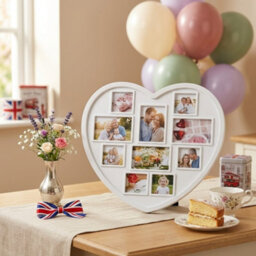 Heart Shape Family Photo Frame White Plastic Multi Aperture Collage Picture Frame For 10 Photos, Wall Hanging Home Décor - thumbnail 4