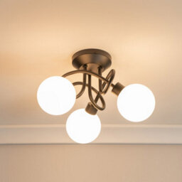Valuelights Velika Black 3 Way Flush Ceiling Light With White Frosted Glass Lampshades - thumbnail 5
