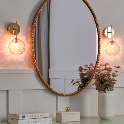 Beliani Pink Gold Glass Wall Lamps Set Of 2 - Modern Glam Wall Lights For Bedroom Hallway Living Room - image 1