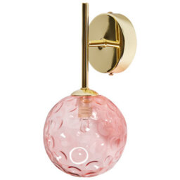 Beliani Pink Gold Glass Wall Lamps Set Of 2 - Modern Glam Wall Lights For Bedroom Hallway Living Room - thumbnail 3