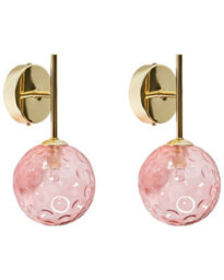 Beliani Pink Gold Glass Wall Lamps Set Of 2 - Modern Glam Wall Lights For Bedroom Hallway Living Room - thumbnail 2