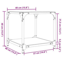 Berkfield Coffee Table With Transparent Glass Top 40X40X40 Cm Steel - thumbnail 9