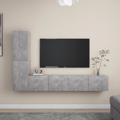 Berkfield 4 Piece Tv Cabinet Set Concrete Grey Engineered Wood - image 1