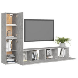Berkfield 4 Piece Tv Cabinet Set Concrete Grey Engineered Wood - thumbnail 3