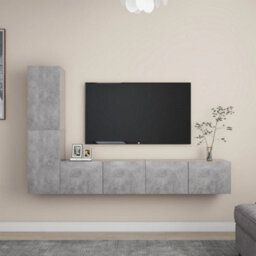 Berkfield 4 Piece Tv Cabinet Set Concrete Grey Engineered Wood - thumbnail 1