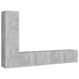 Berkfield 4 Piece Tv Cabinet Set Concrete Grey Engineered Wood - thumbnail 2