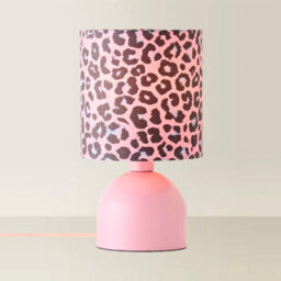 Valuelights Miley Pink Leopard Print Fabric Compact Bedside Table Lamp With Bulb - thumbnail 3